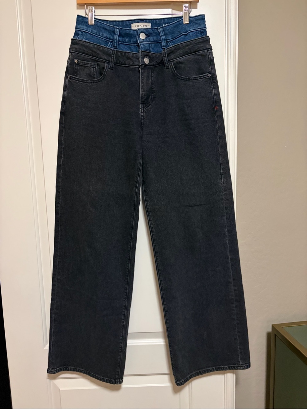 🖤💙Warp + Weft Two-Tone Dual Waist High-Rise Wide Leg Jeans💙🖤